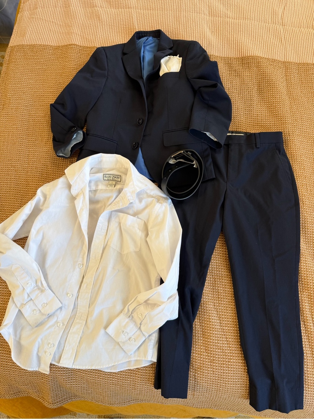 Jos. A. Bank Navy Two-Piece Suit with White Dress Shirt
